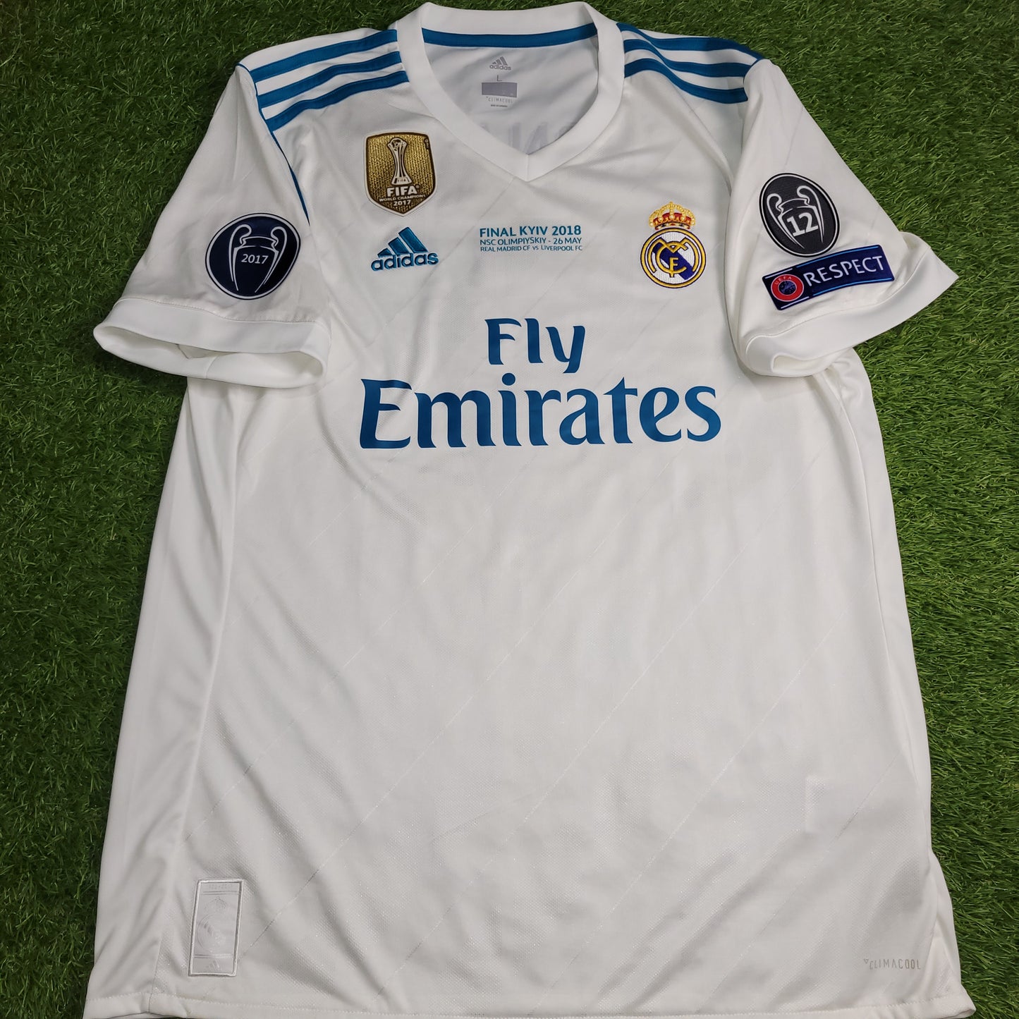 Cristiano Ronaldo Real Madrid 2017 2018 LAST GAME UEFA FINAL Soccer Jersey Shirt L SKU# B31106