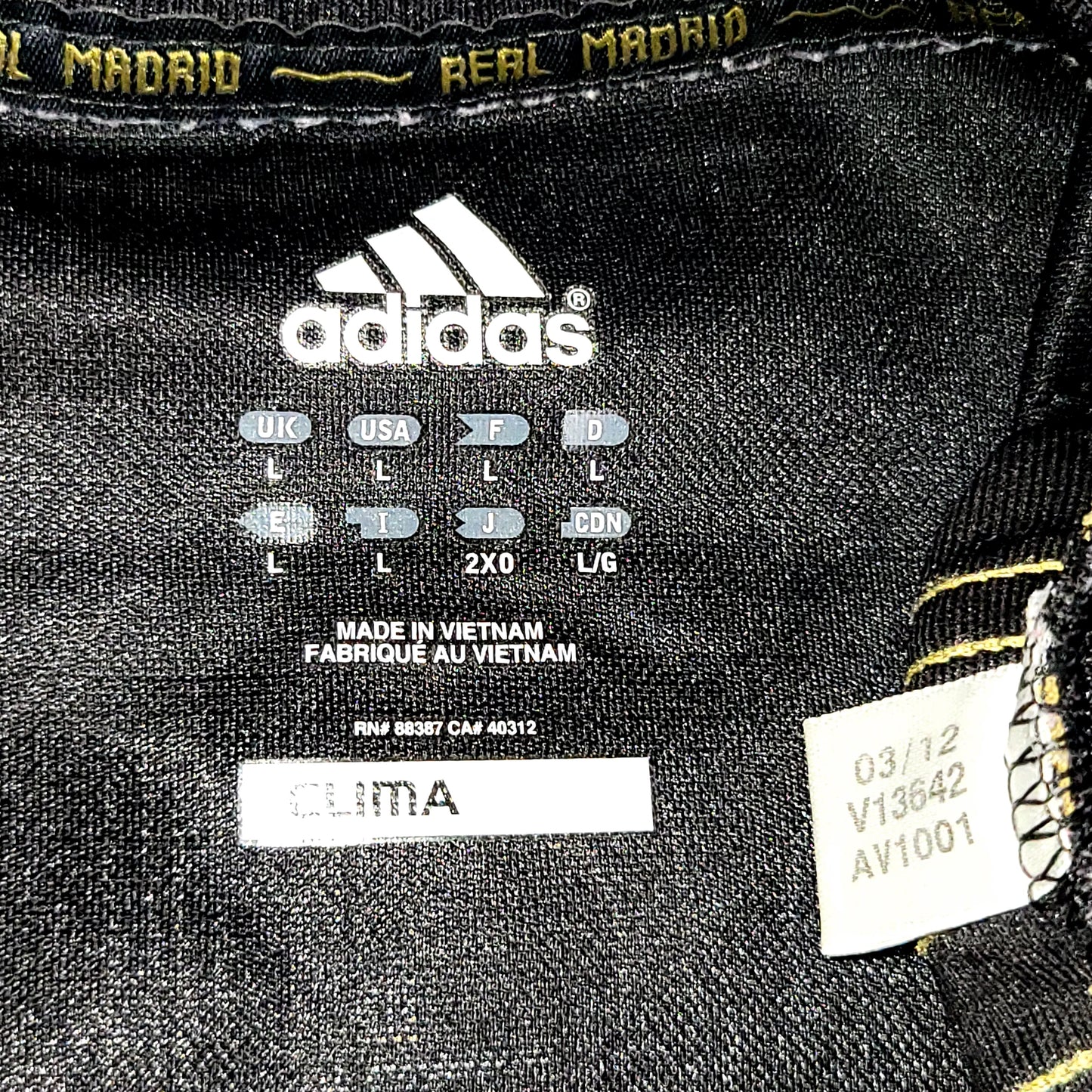 Cristiano Ronaldo Real Madrid 2011 2012 Away Soccer Jersey Shirt L SKU# V13642 - ForeverSoccerJerseys