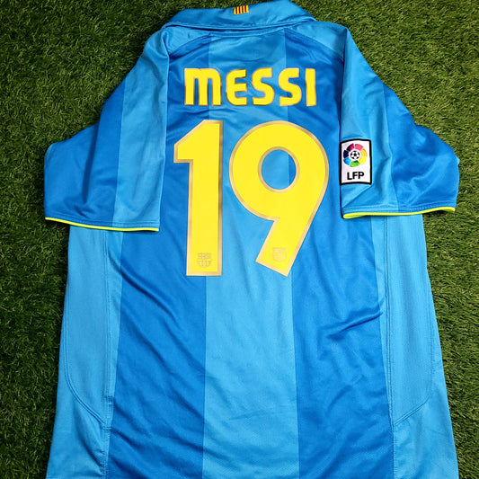 Messi Barcelona Anniversary 2007 2008 Away Soccer Jersey Shirt M SKU# 237743-414 - ForeverSoccerJerseys