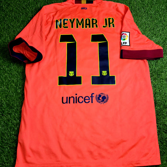 Neymar Barcelona 2014 2015 TREBLE SEASON Away Soccer Jersey Shirt L SKU# 610595-672