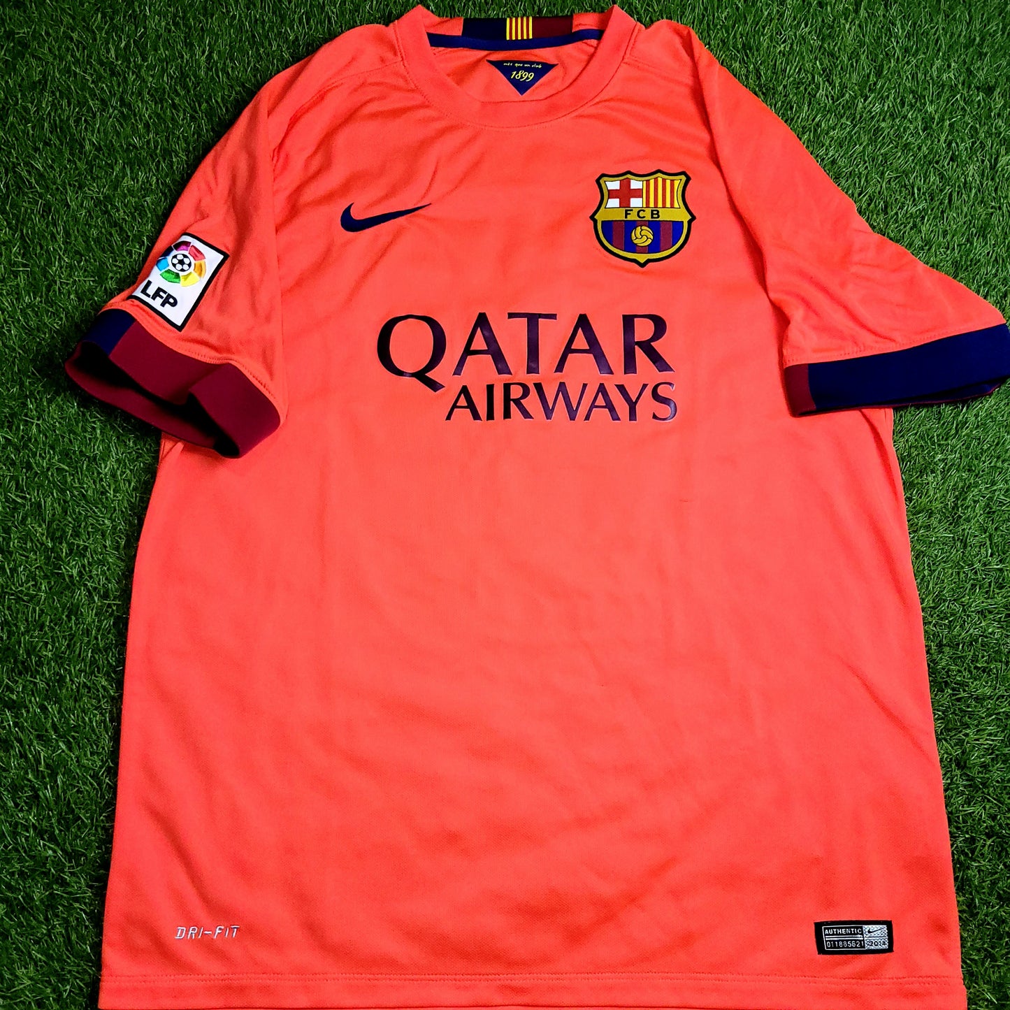 Neymar Barcelona 2014 2015 TREBLE SEASON Away Soccer Jersey Shirt L SKU# 610595-672