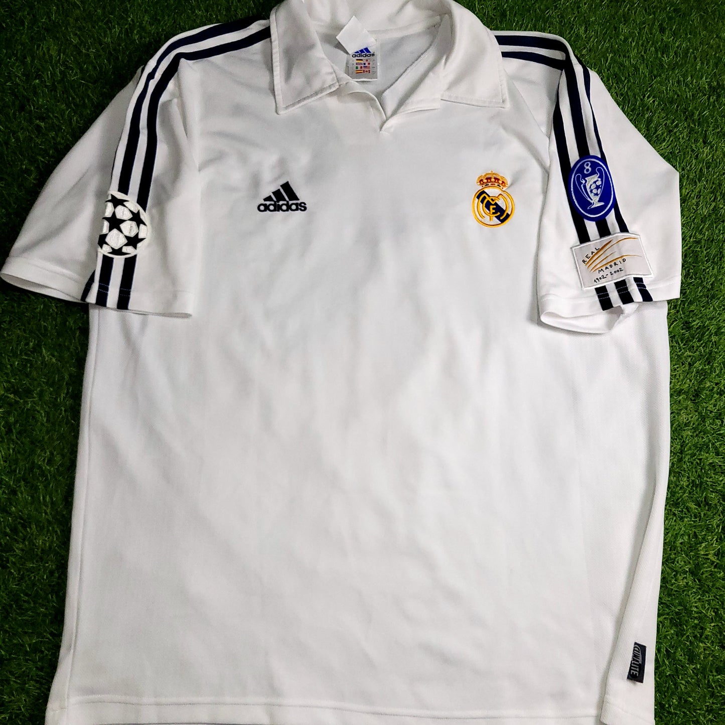 Zidane Real Madrid Centenary 2001 2002 UEFA Soccer Jersey Shirt L SKU# 134748 ASR001