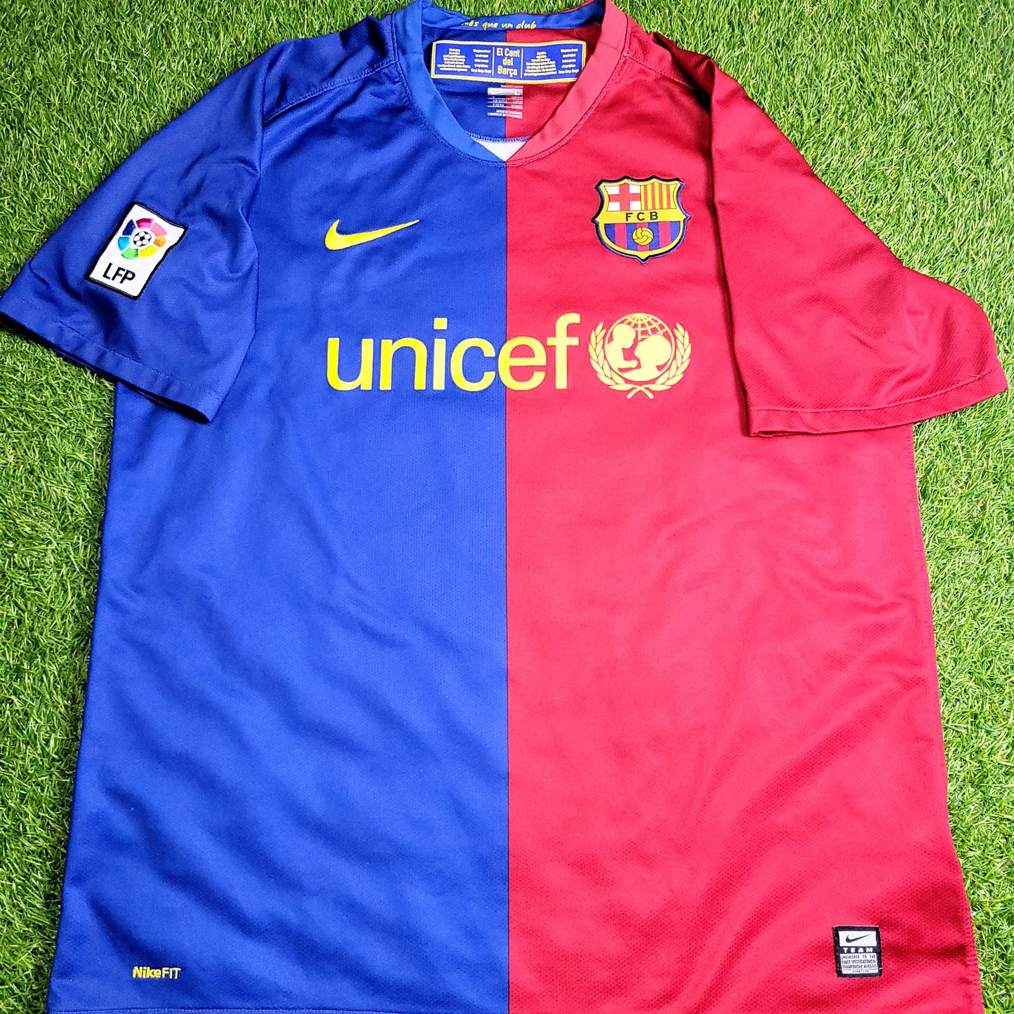 Messi Barcelona TREBLE SEASON 2008 2009 Home Soccer Jersey Shirt L SKU# 286784-655