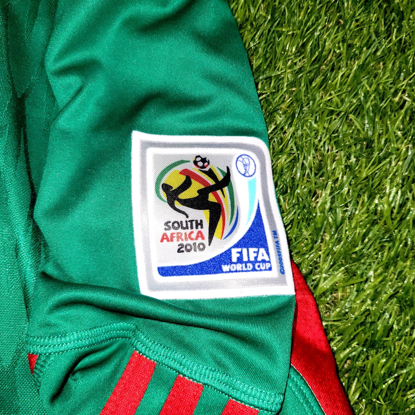Blanco Mexico 2010 WORLD CUP Home Long Sleeve Soccer Jersey Shirt L SKU# P41409