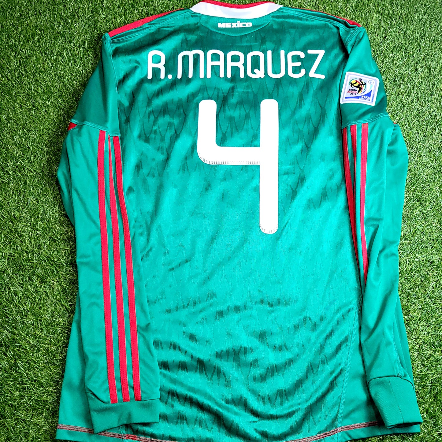 Marquez Mexico 2010 WORLD CUP Home Long Sleeve Soccer Jersey Shirt L SKU# P41409