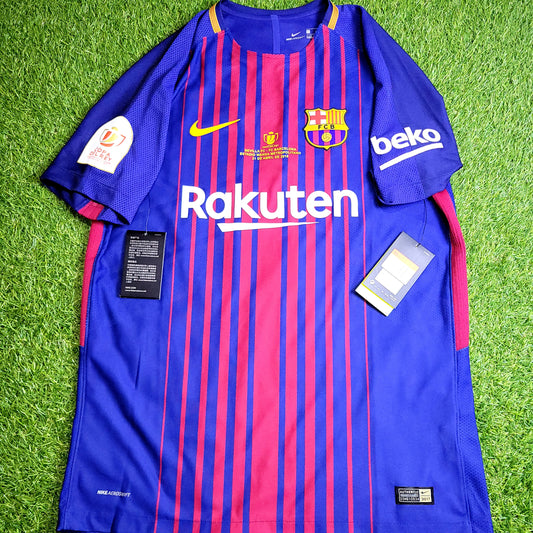 Messi Barcelona 2017 2018 Home PLAYER ISSUE COPA DEL REY FINAL Soccer Jersey Shirt BNWT L SKU# 847190-457