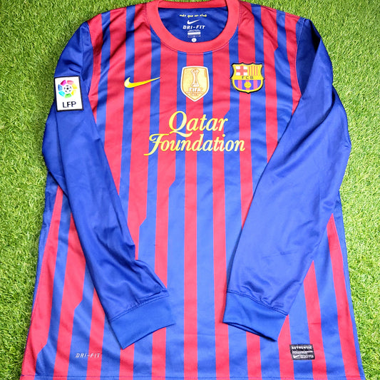 Messi Barcelona 2011 2012 Long Sleeve Soccer Jersey Shirt L SKU# 419878-486