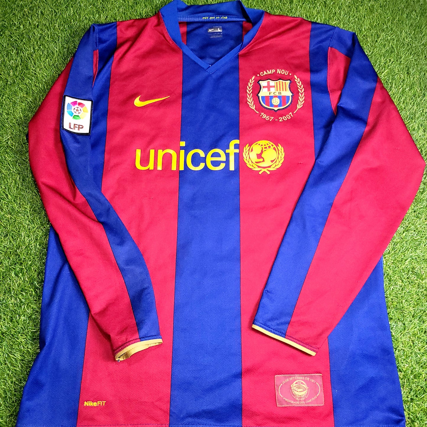 Ronaldinho Barcelona Anniversary 2007 2008 Long Sleeve Soccer Jersey Shirt L SKU# 244793-655