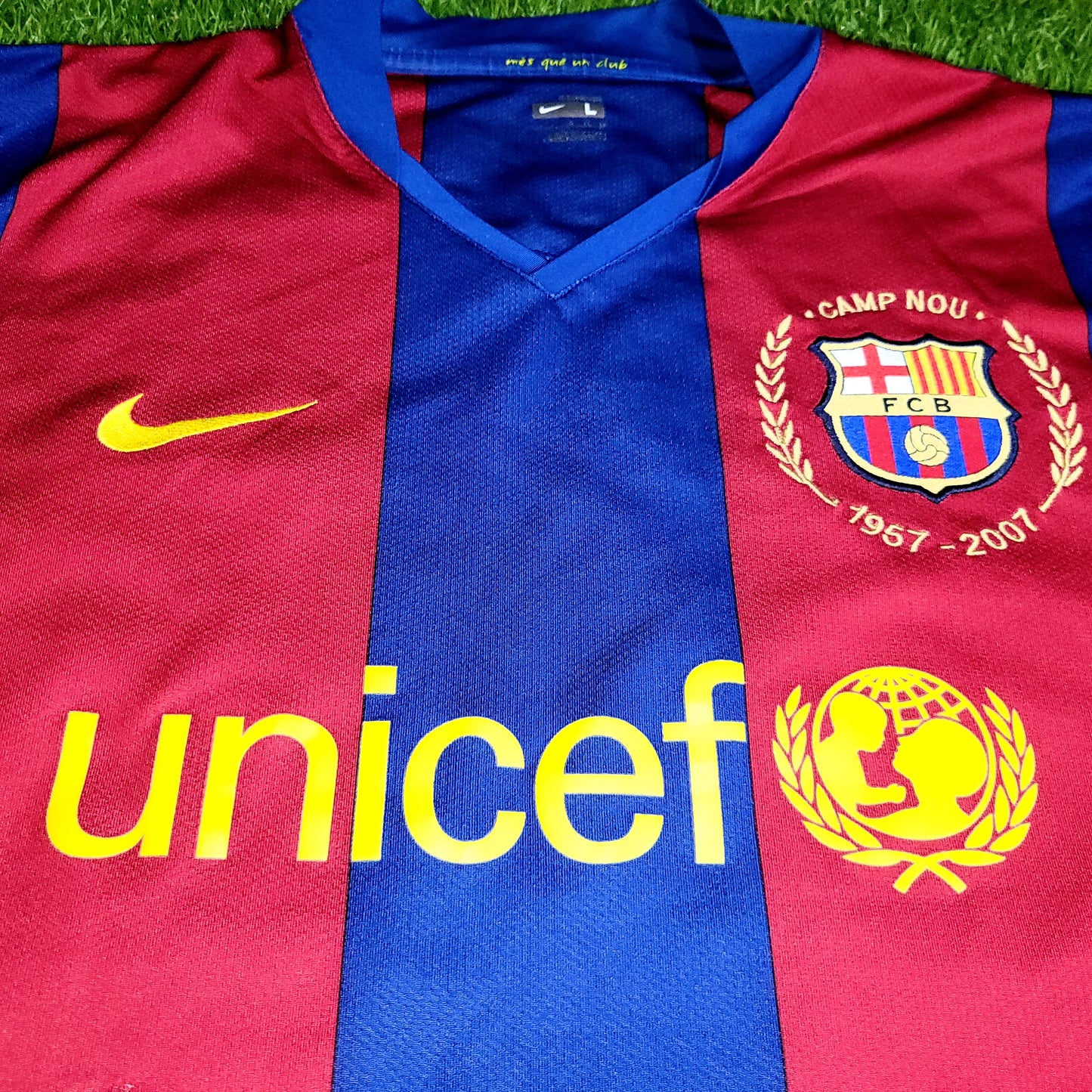 Ronaldinho Barcelona Anniversary 2007 2008 Long Sleeve Soccer Jersey Shirt L SKU# 244793-655