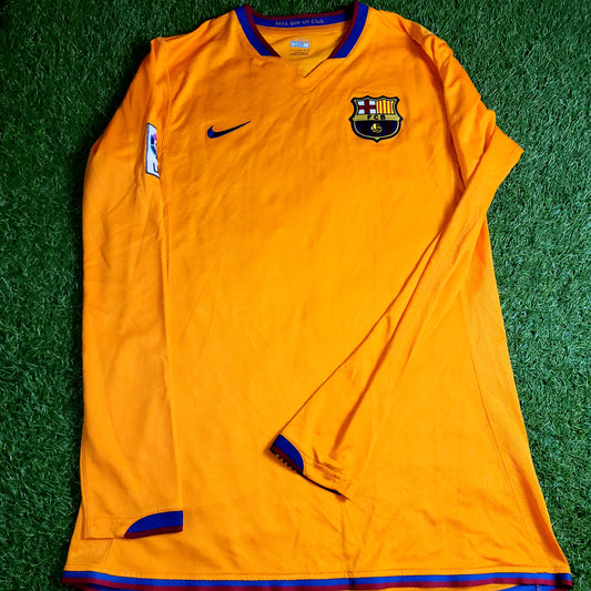 Ronaldinho Barcelona 2006 2007 Long Sleeve Away Soccer Jersey Shirt M SKU# 244795-818