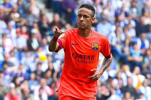 Neymar Barcelona 2014 2015 TREBLE SEASON Away Soccer Jersey Shirt L SKU# 610595-672