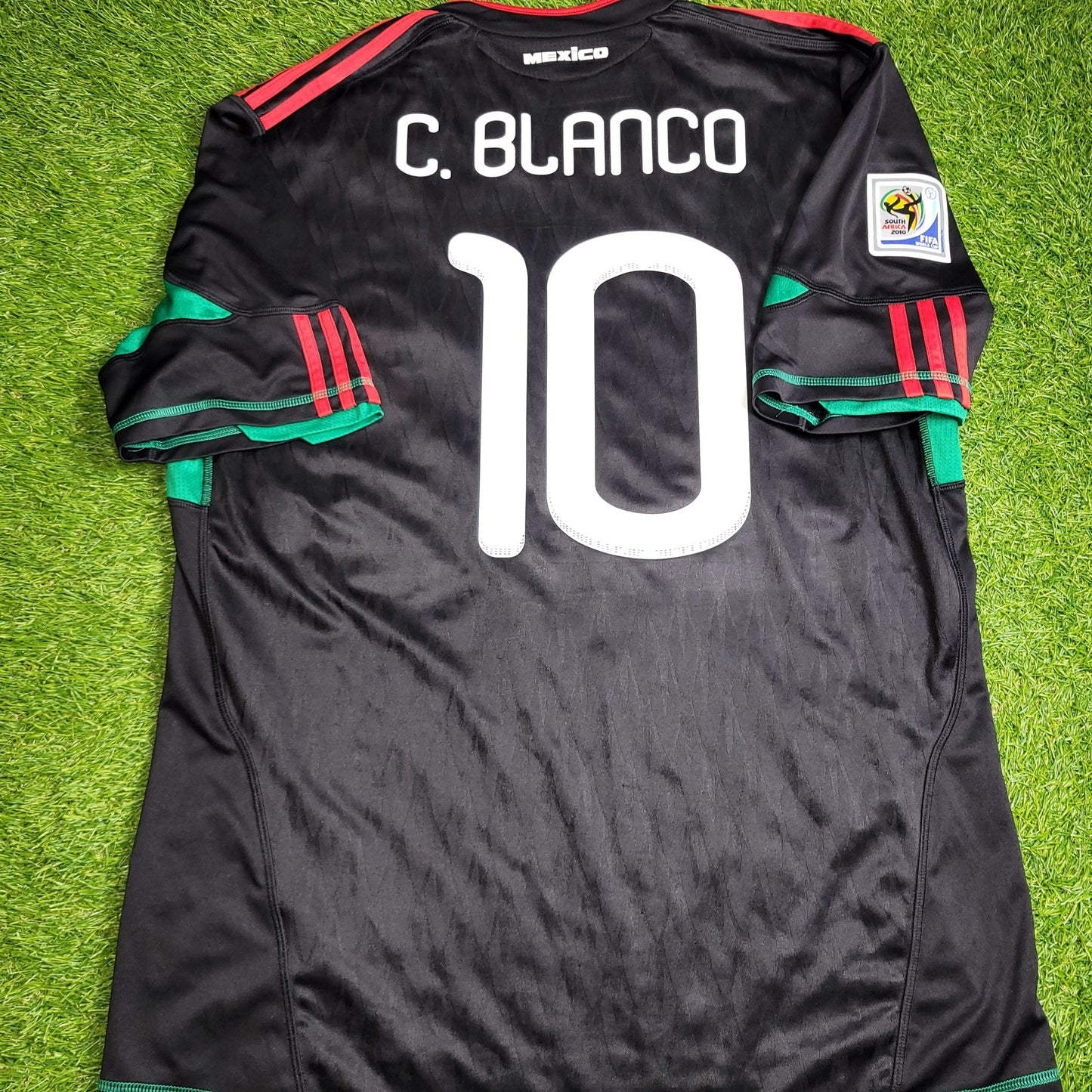 Blanco Mexico 2010 WORLD CUP Away Black Soccer Jersey Shirt XL SKU P41397 Adidas