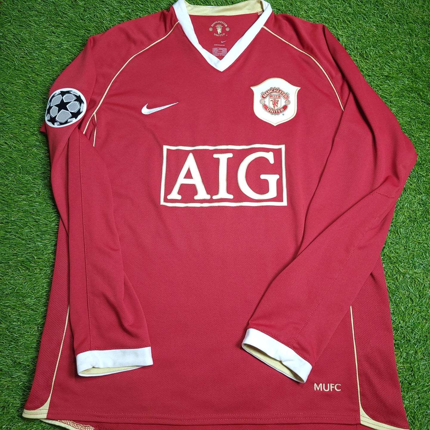 Cristiano Ronaldo Manchester United 2006 2007 UEFA Home Long Sleeve Jersey Shirt M SKU# H6DHA 146815 Nike