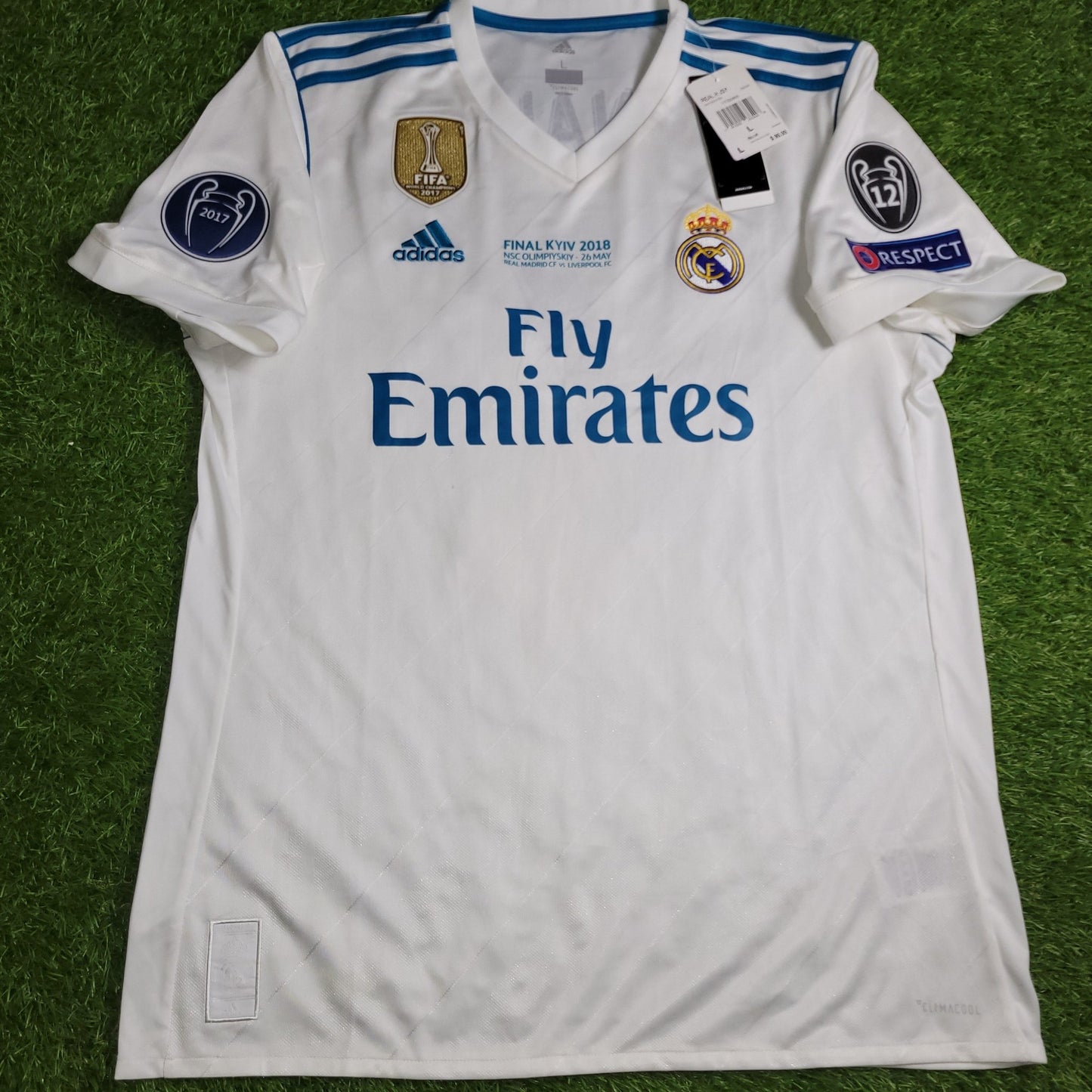 Cristiano Ronaldo Real Madrid 2017 2018 LAST GAME UEFA FINAL Soccer Jersey Shirt BNWT L SKU B31106 Adidas