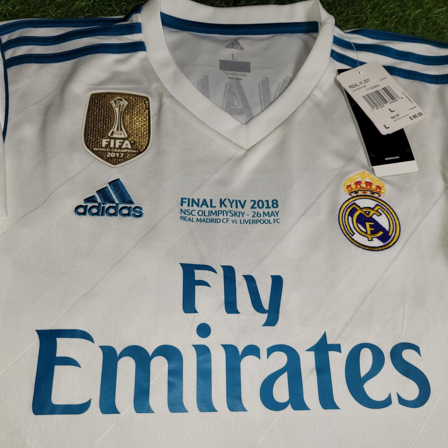 Cristiano Ronaldo Real Madrid 2017 2018 LAST GAME UEFA FINAL Soccer Jersey Shirt BNWT L SKU B31106 Adidas