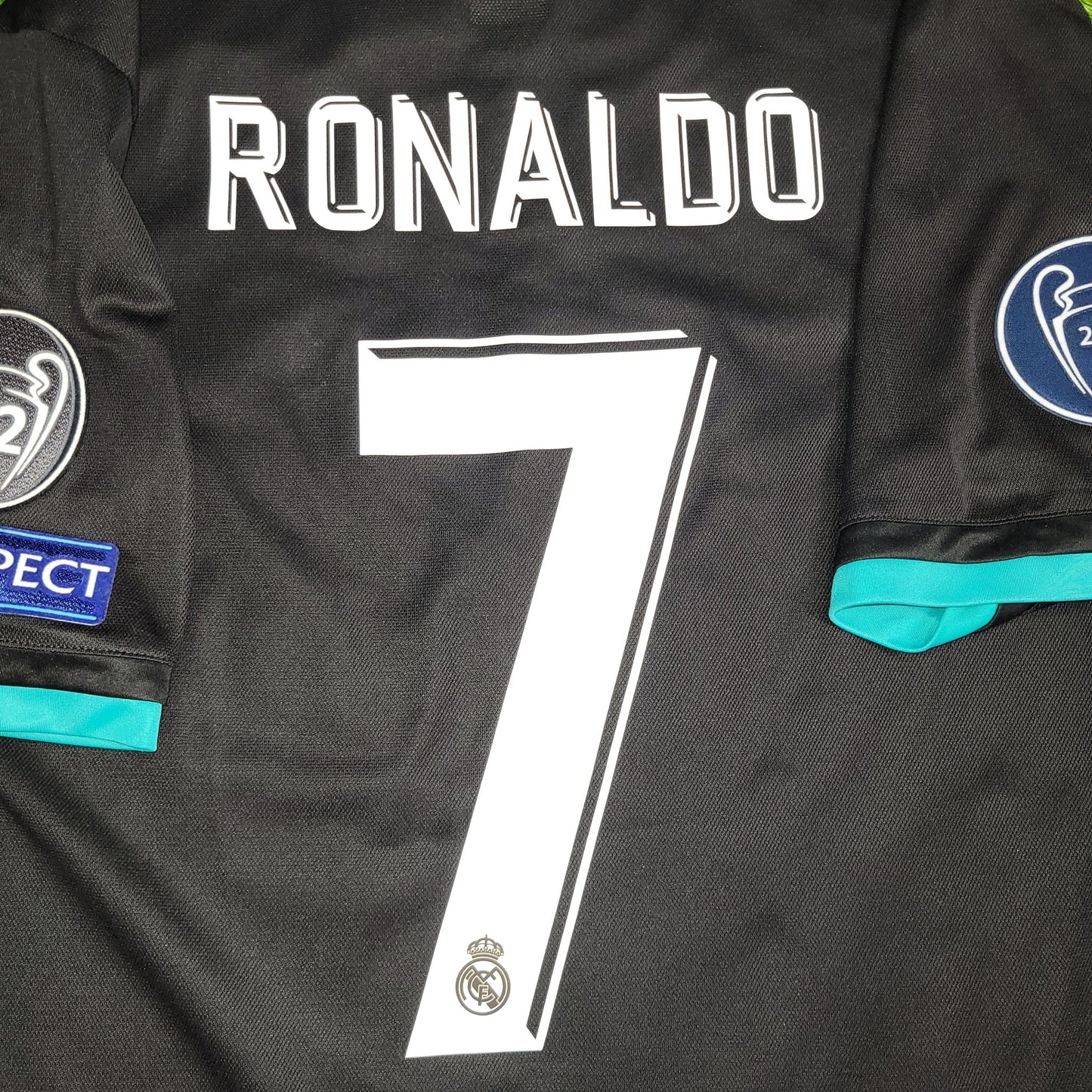 Cristiano Ronaldo Real Madrid 2017 2018 UEFA Away Soccer Jersey Shirt L SKU# BR3543 Adidas