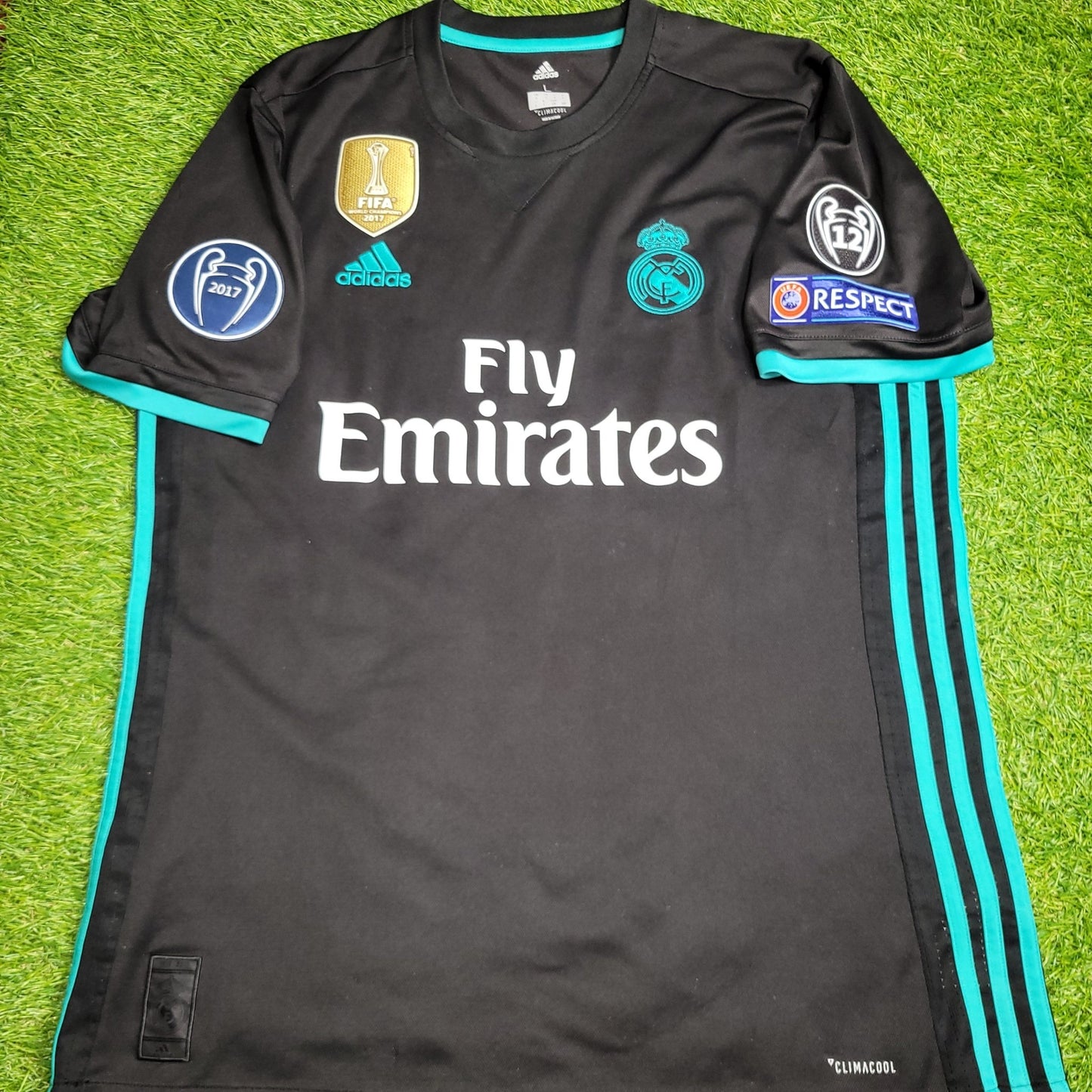 Cristiano Ronaldo Real Madrid 2017 2018 UEFA Away Soccer Jersey Shirt L SKU# BR3543 Adidas