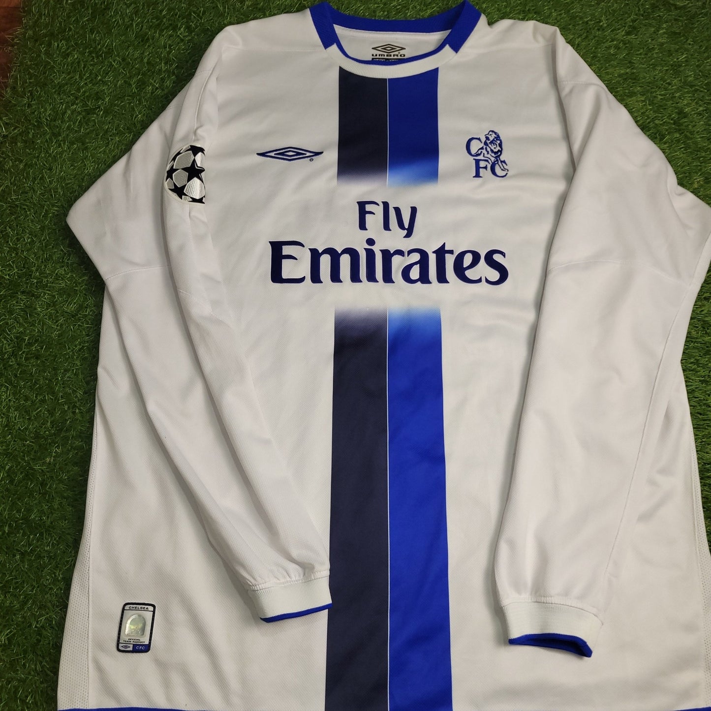 Drogba Chelsea DEBUT 2003 2004 2005 UEFA Away Long Sleeve Soccer Jersey Shirt XL Umbro