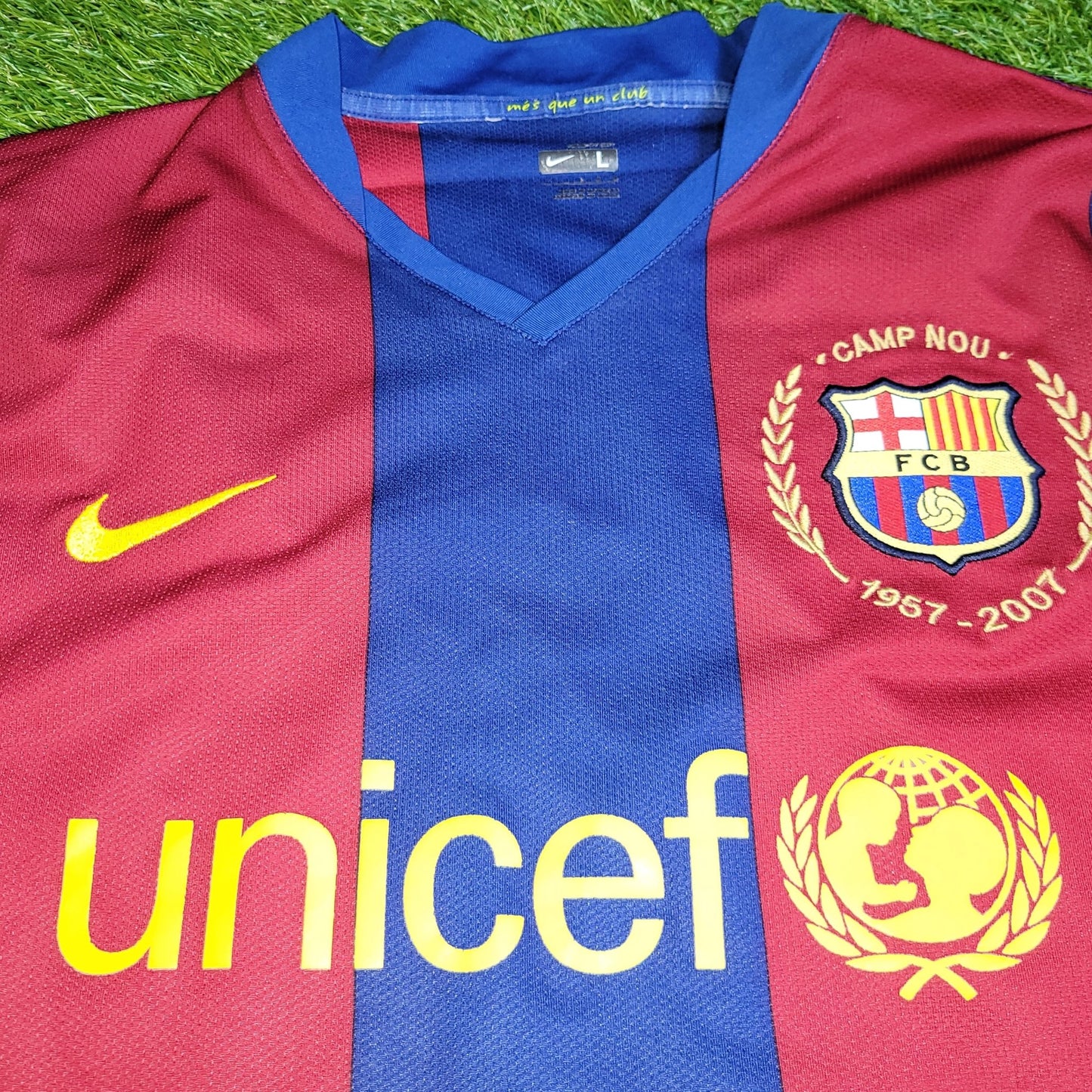 Marquez Barcelona Anniversary Home 2007 2008 Long Sleeve Soccer Jersey Shirt L SKU# 244793 - 655 Nike