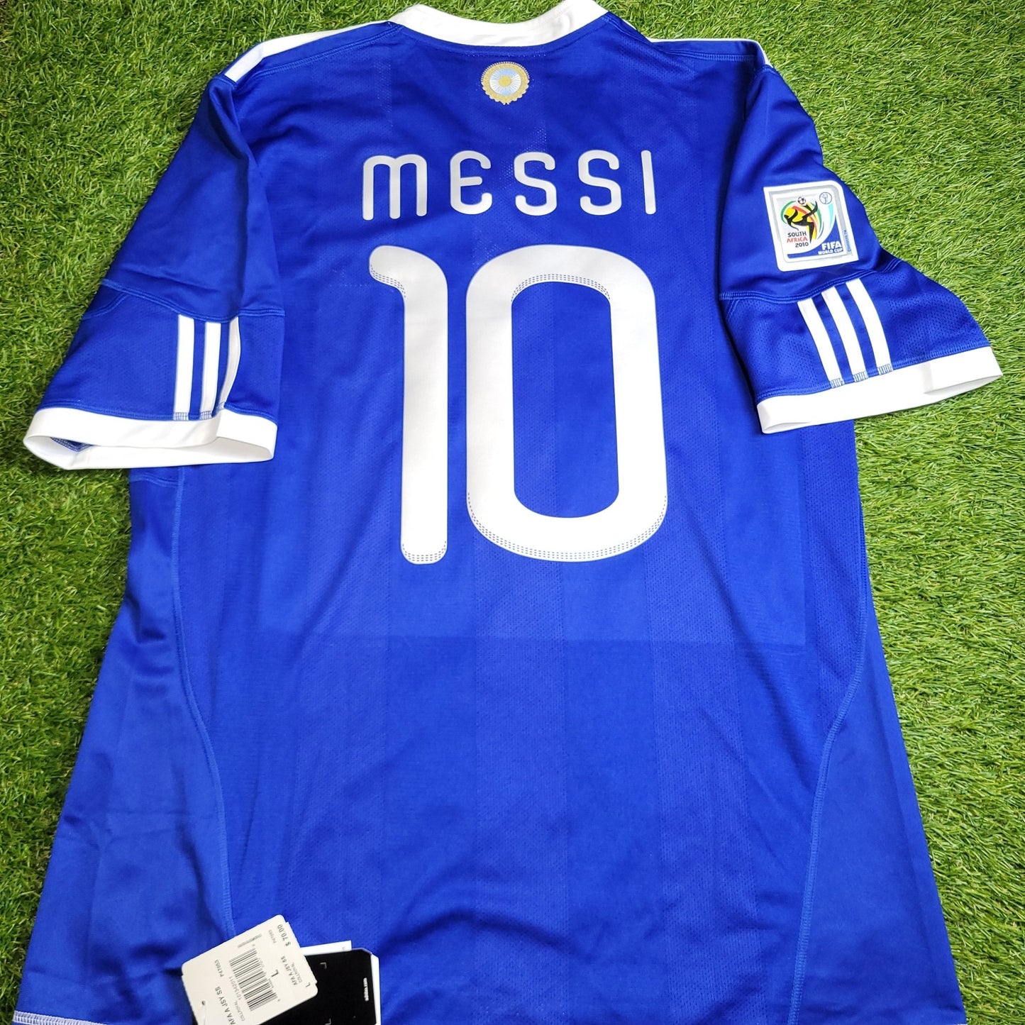 Messi Argentina 2010 WORLD CUP Away Soccer Jersey Shirt BNWT L SKU P47053 AZB001 Adidas