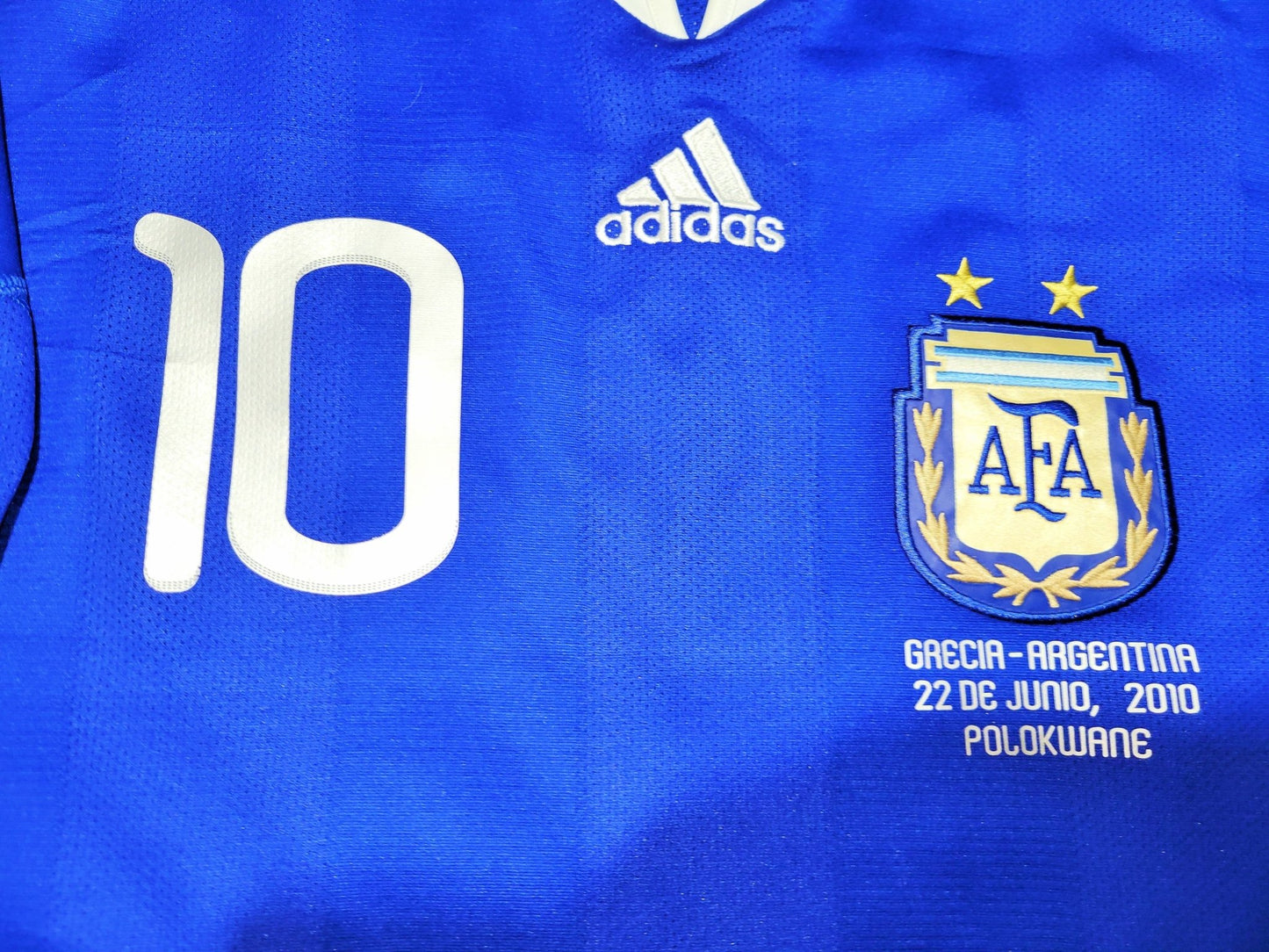 Messi Argentina 2010 WORLD CUP Away Soccer Jersey Shirt M SKU# P47053 AZB001 Adidas