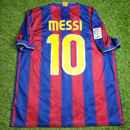 Messi Barcelona 2009 2010 Home Soccer Jersey Shirt L SKU# 343808 - 496 Nike