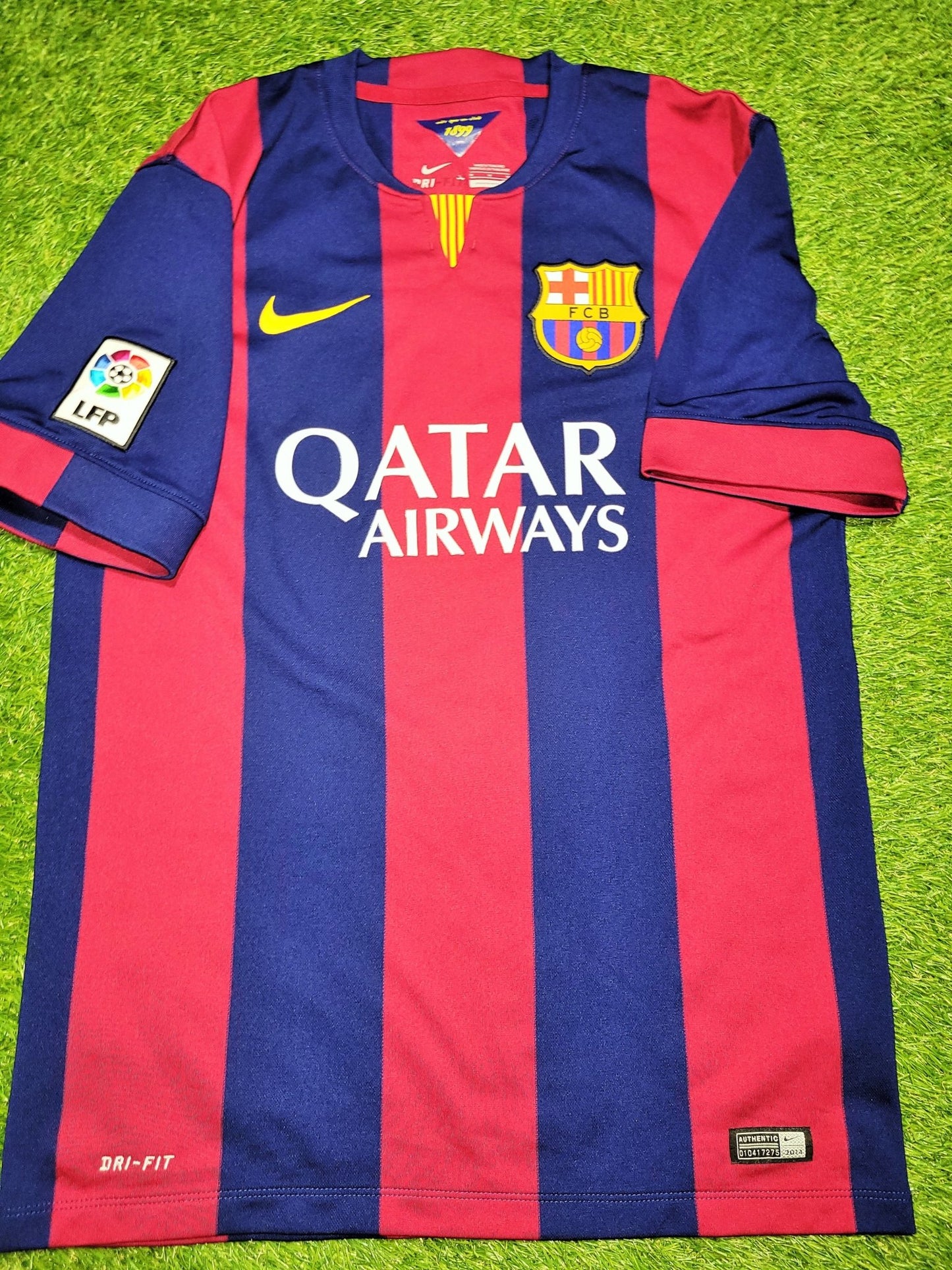Messi Barcelona 2014 2015 TREBLE SEASON Home Soccer Jersey Shirt M SKU# 610594 - 422 Nike