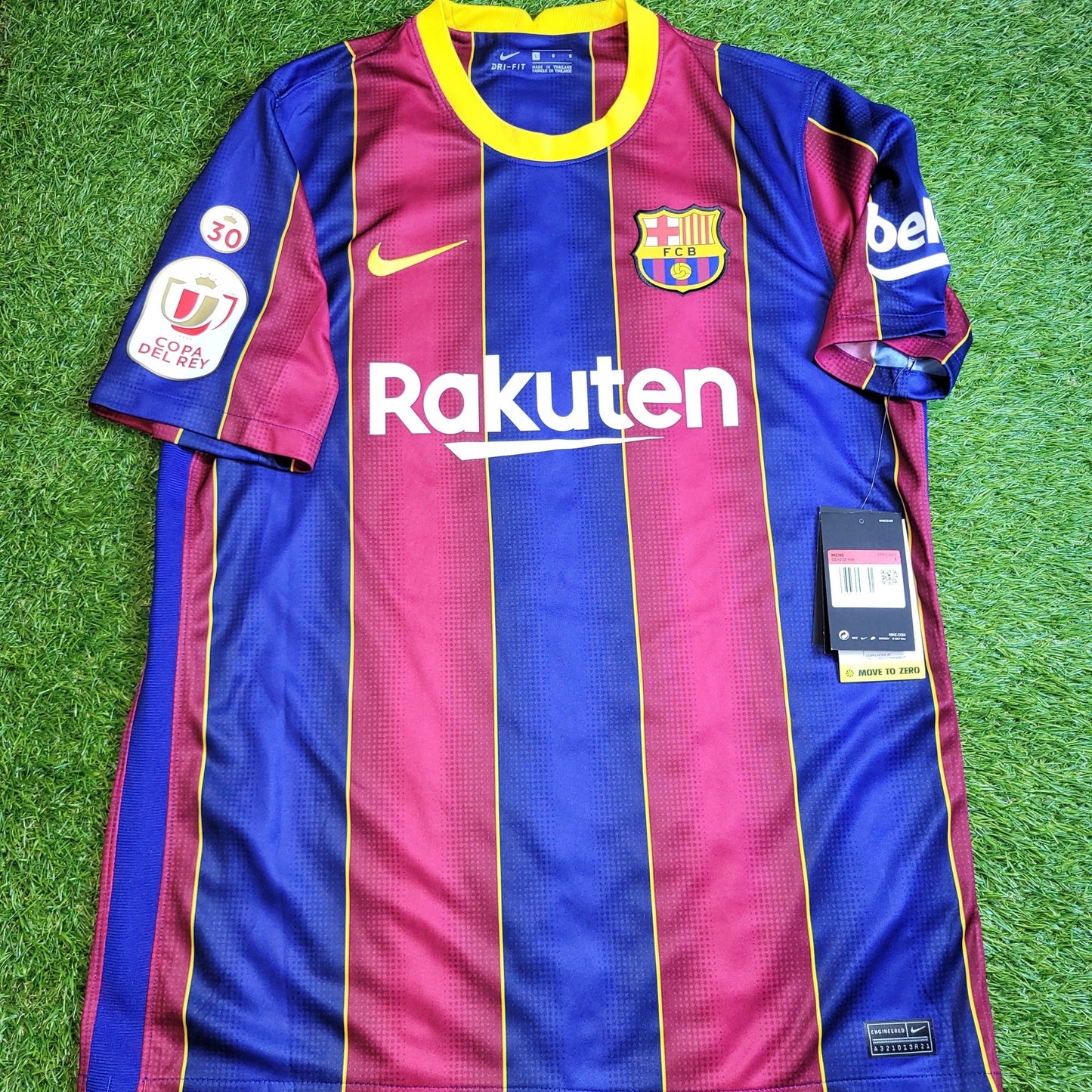 Messi Barcelona 2020 2021 COPA DEL REY LAST SEASON Home Soccer Jersey Shirt BNWT L SKU CD4232 - 456 Nike