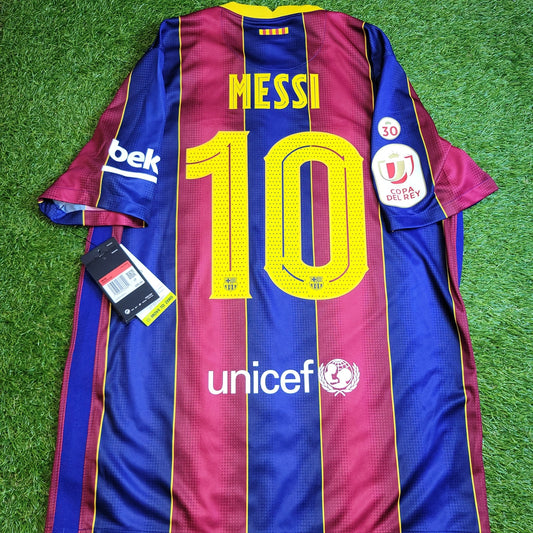 Messi Barcelona 2020 2021 COPA DEL REY LAST SEASON Home Soccer Jersey Shirt BNWT L SKU CD4232 - 456 Nike