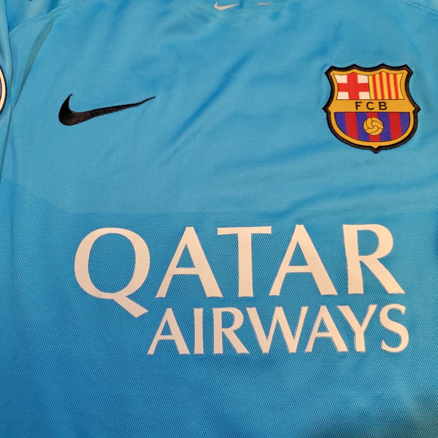 Messi Barcelona PLAYER ISSUE UEFA Third 2015 2016 Soccer Jersey L SKU# 658787 - 426 Nike