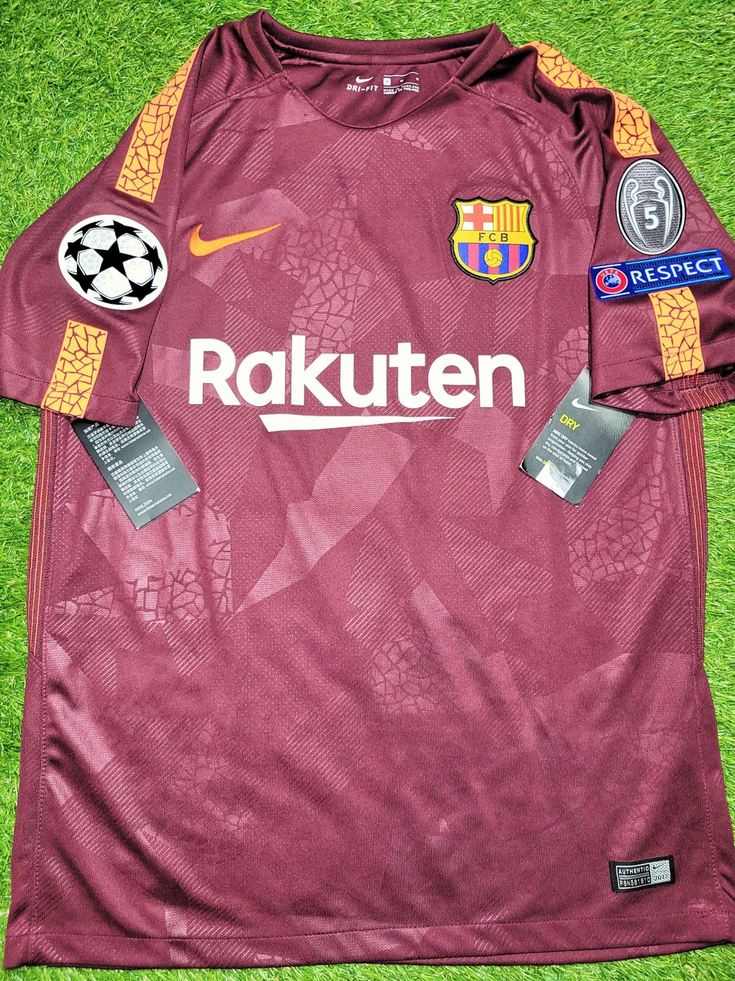 Messi Barcelona Third UEFA 2017 2018 Soccer Jersey Shirt BNWT M SKU# 847253-683 Nike