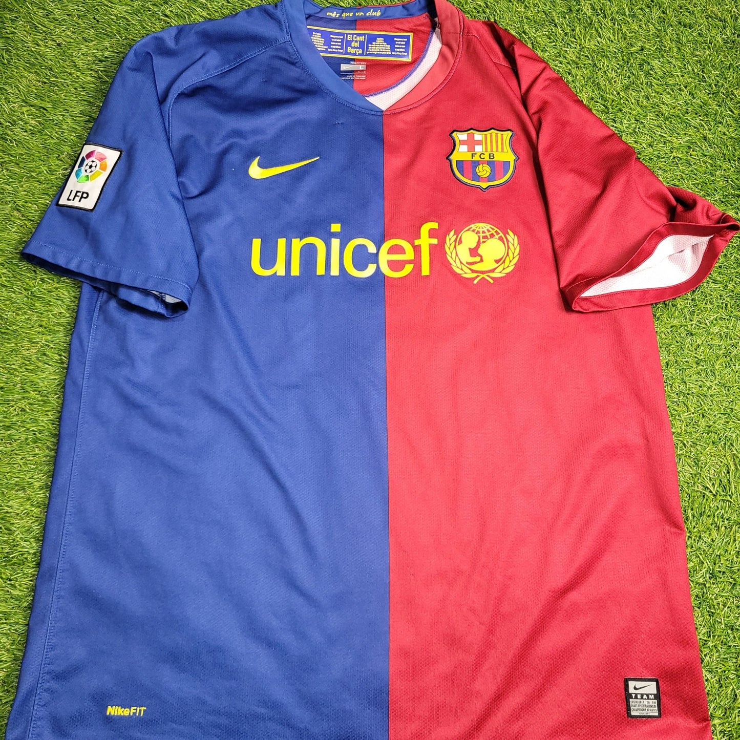 Messi Barcelona TREBLE SEASON 2008 2009 Home Soccer Jersey Shirt L SKU 286784 - 655 Nike