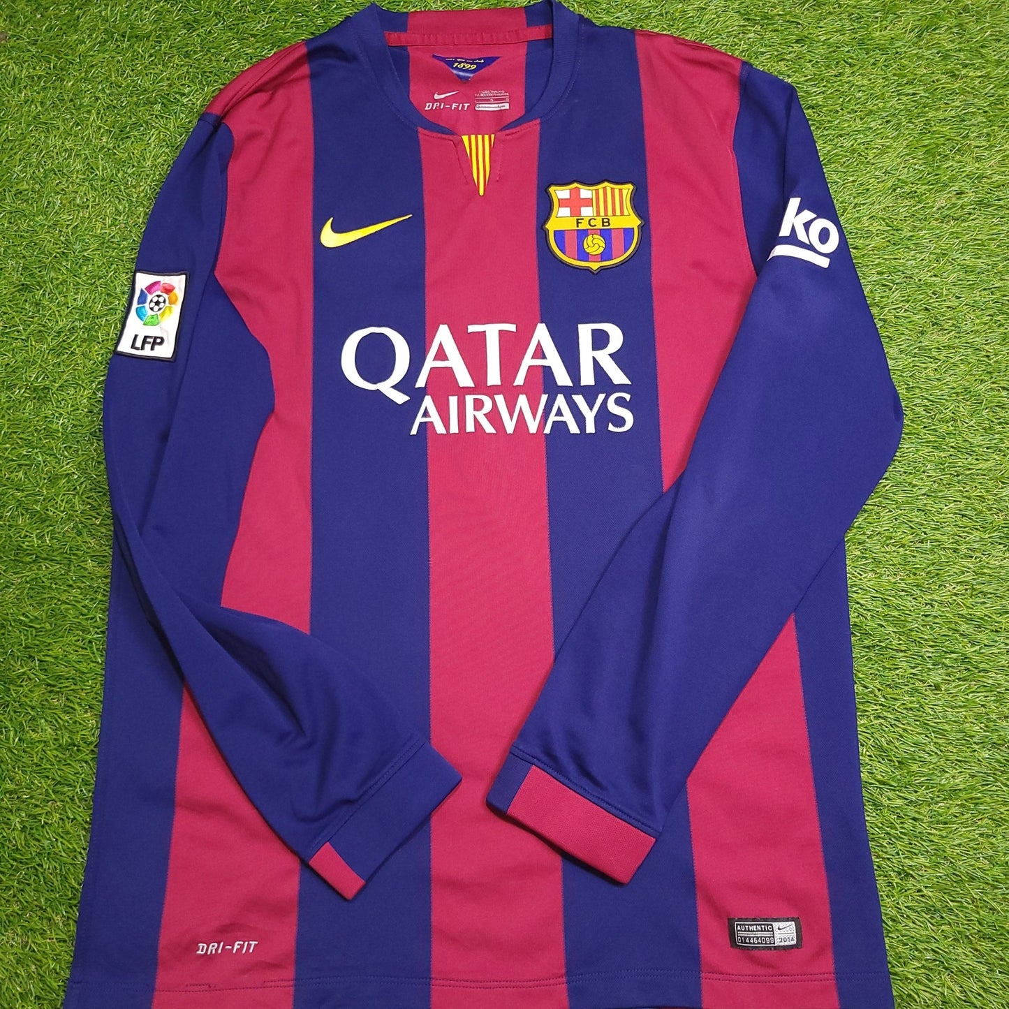 Neymar Barcelona 2014 2015 TREBLE SEASON Long Sleeve Soccer Jersey Shirt L SKU# 618737 - 422 Nike