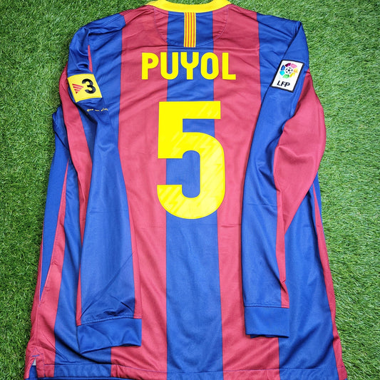 Puyol Barcelona Home 2010 2011 Long Sleeve Soccer Jersey Shirt L SKU 382355 - 486 Nike