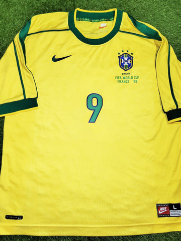Ronaldo Brazil 1998 WORLD CUP Nike Home Soccer Jersey Shirt L Nike