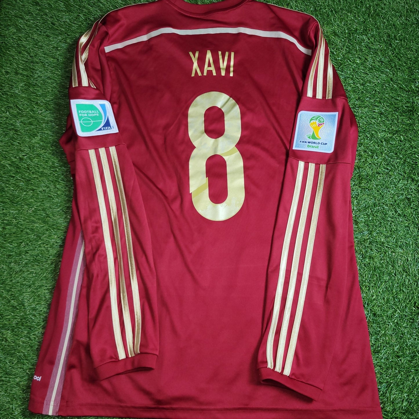 Xavi Spain 2014 WORLD CUP Long Sleeve Soccer Jersey Shirt L SKU M60434 Adidas