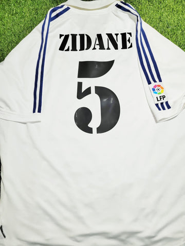 Zidane Real Madrid DEBUT SEASON 2001 2002 Home Soccer Jersey Shirt XL SKU# 695856 Adidas