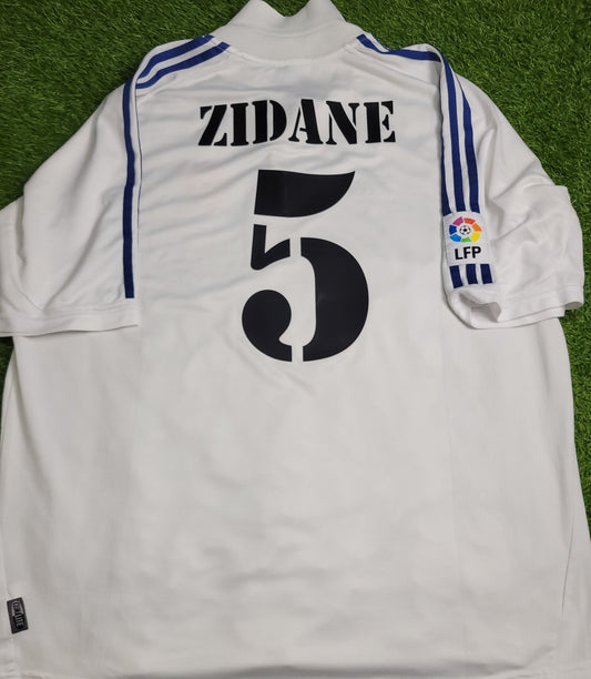 Zidane Real Madrid DEBUT SEASON 2001 2002 Home Soccer Jersey Shirt XL SKU# 695856 Adidas