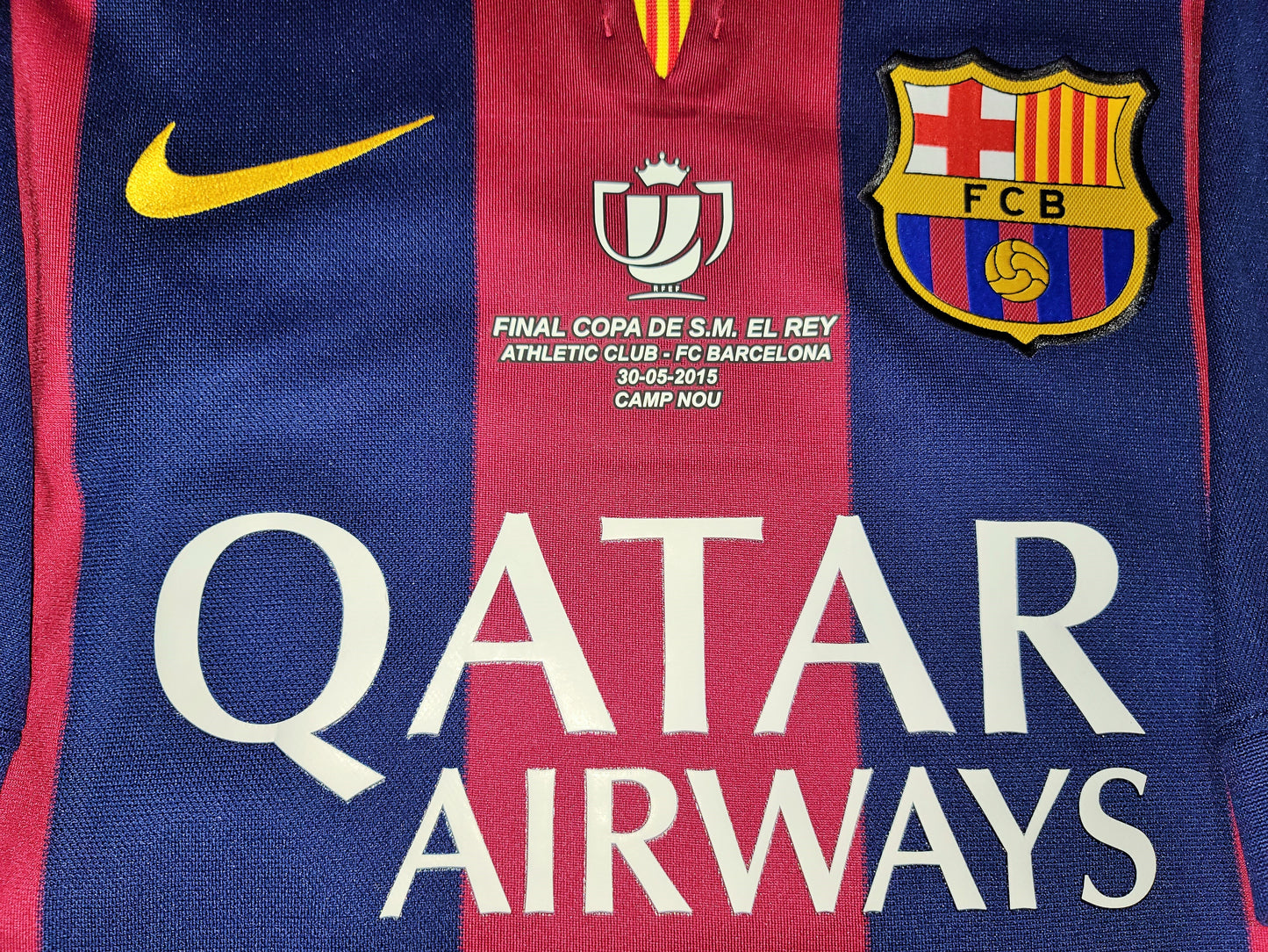 Iniesta Barcelona 2014 2015 COPA DEL REY FINAL TREBLE SEASON Jersey Shirt Camiseta L SKU# 610594-422
