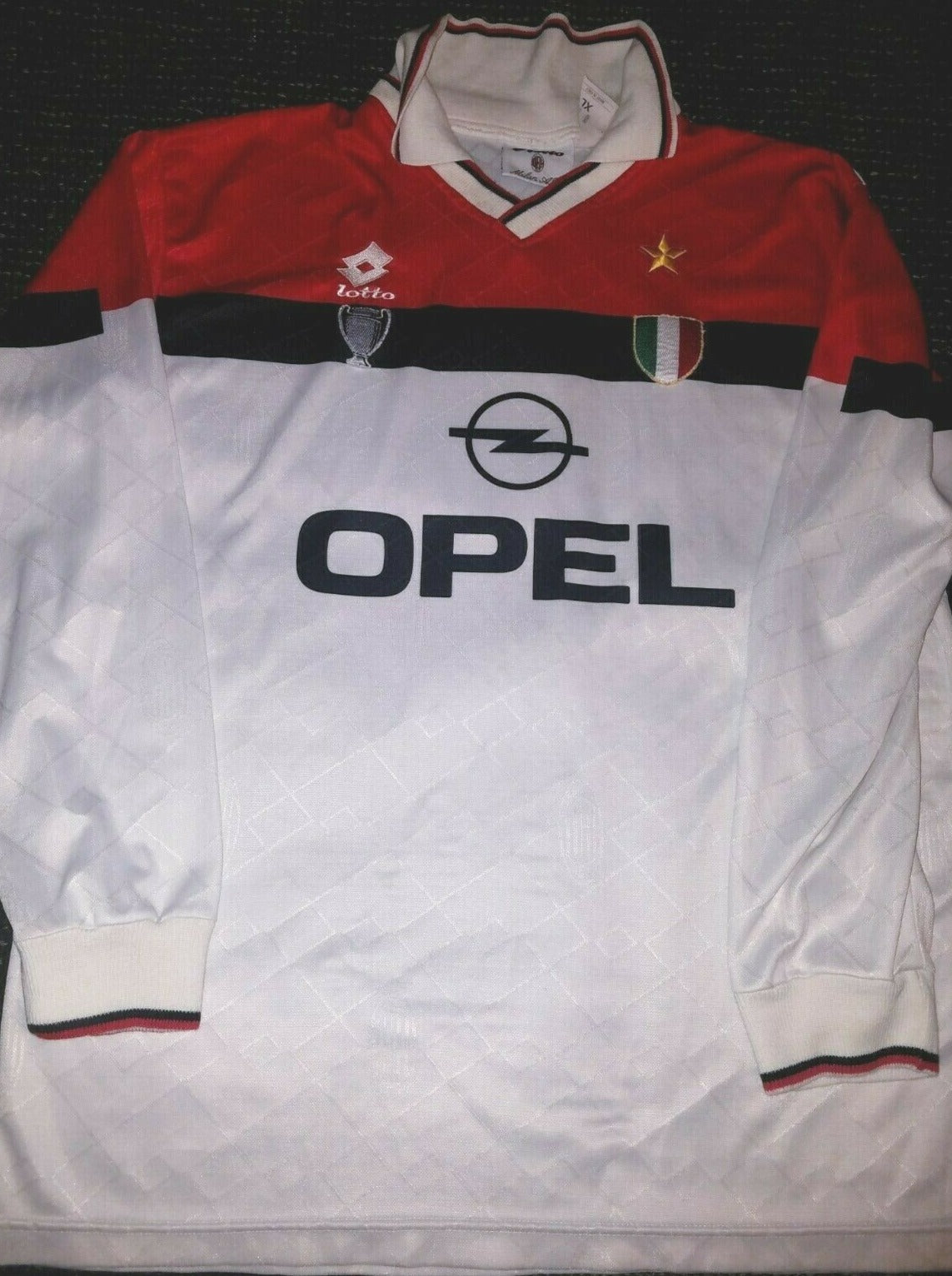 AC Milan Lotto Long Sleeve 1994 1995 White Jersey Maglia Shirt XL - foreversoccerjerseys