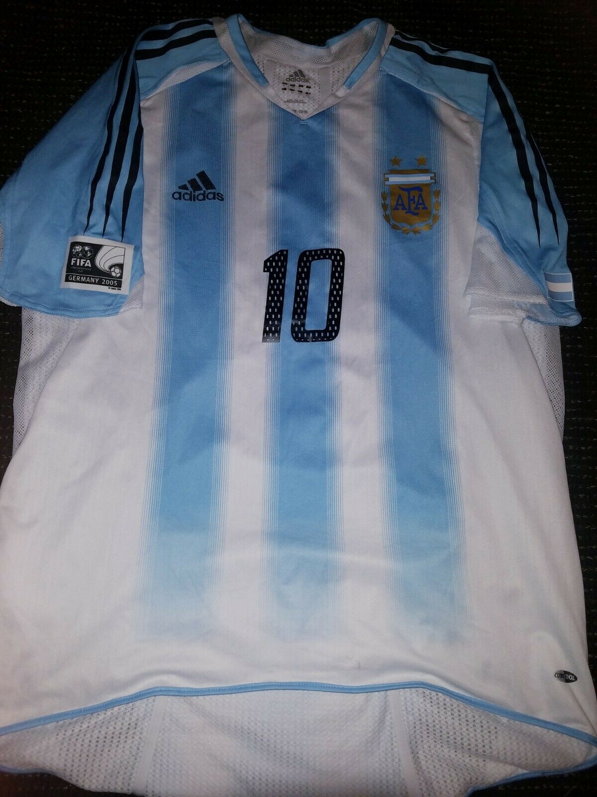 Aimar Argentina 2005 CONFEDERATIONS CUP MATCH WORN Jersey Camiseta L - foreversoccerjerseys