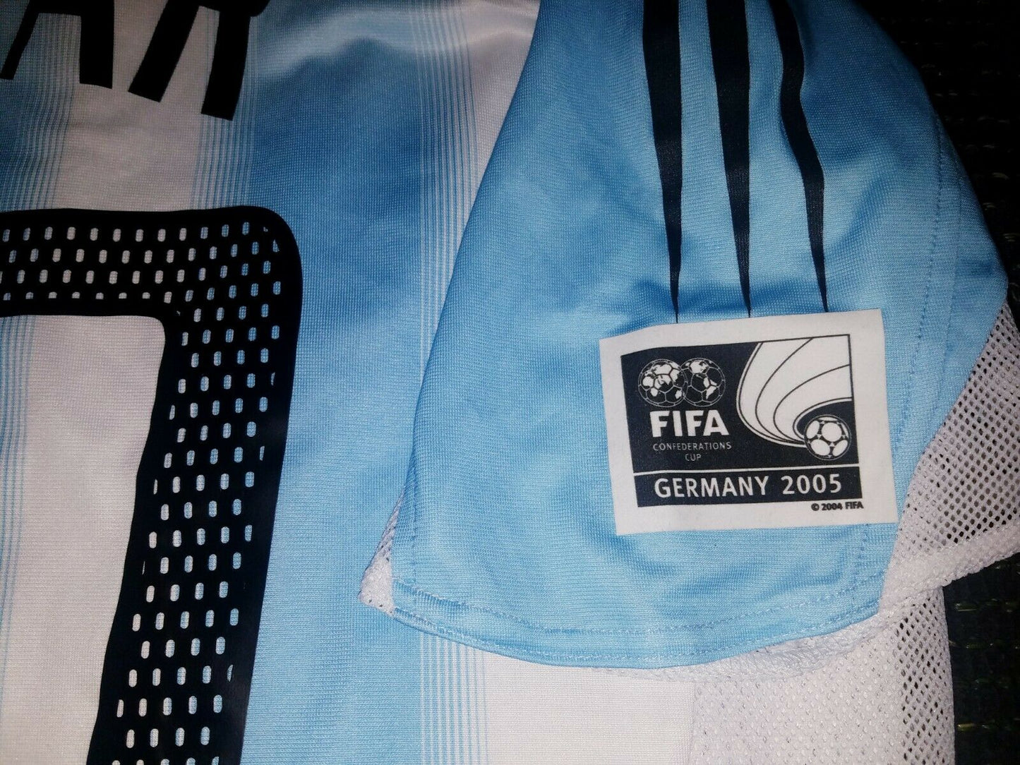Aimar Argentina 2005 CONFEDERATIONS CUP MATCH WORN Jersey Camiseta L - foreversoccerjerseys