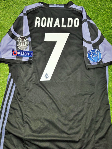 Cristiano Ronaldo Real Madrid 2016 2017 UEFA Third Soccer Jersey Shirt L SKU# AI5139 Adidas