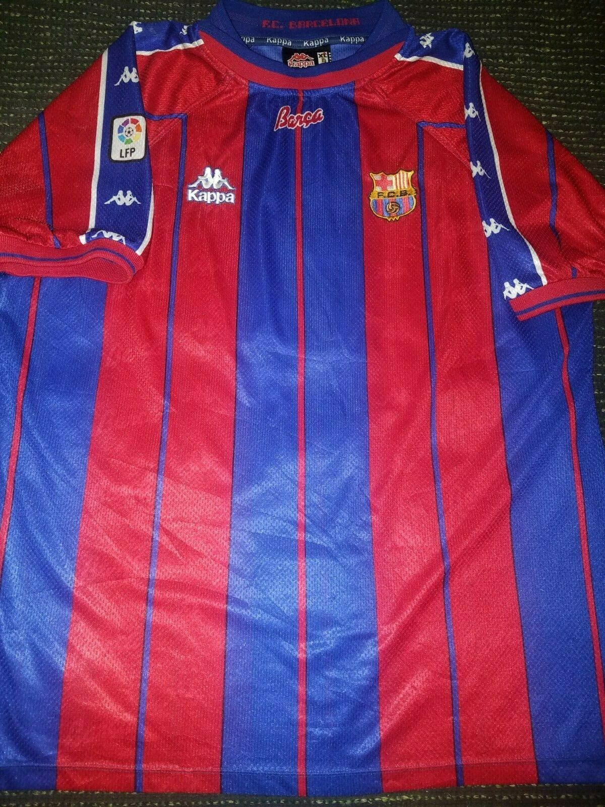 Figo Kappa Barcelona MATCH WORN 1997 1998 Jersey Shirt Camiseta XL - foreversoccerjerseys