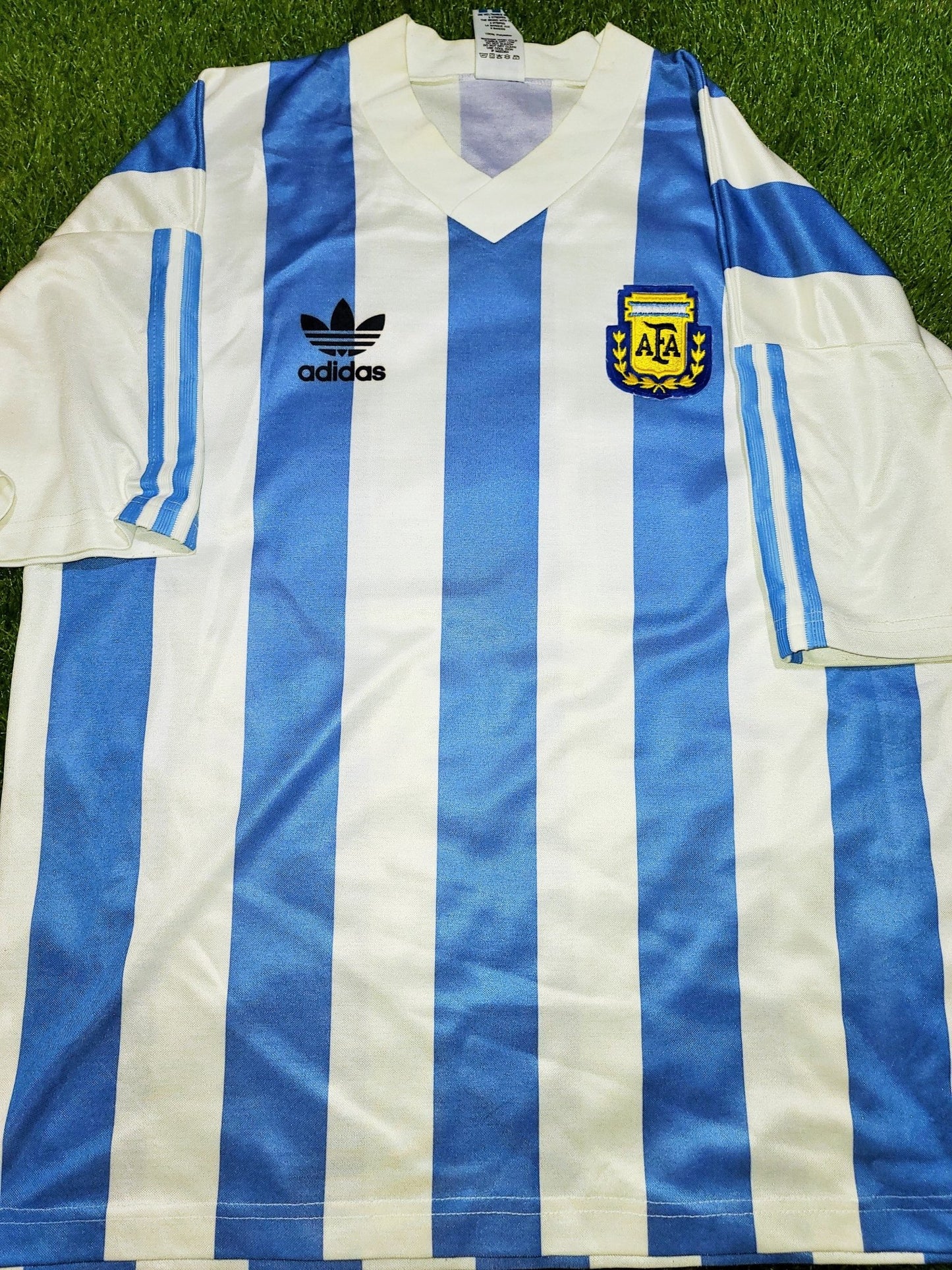 Maradona Argentina Adidas 1990 1991 1992 Home Jersey Shirt Camiseta Maglia L foreversoccerjerseys