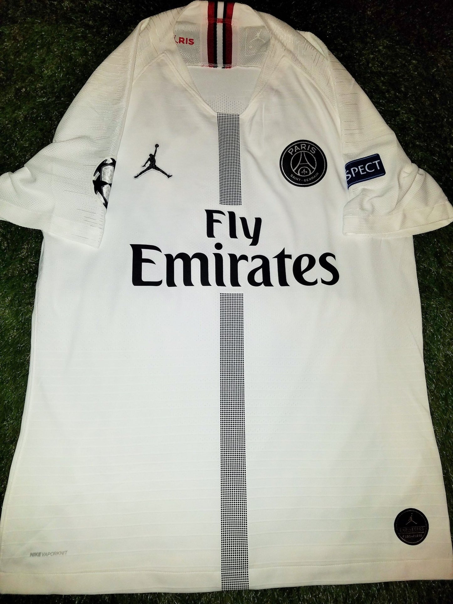 Mbappe Psg Paris Saint Germain JORDAN VAPORKNIT PLAYER ISSUE 2018 2019 White Jersey SKU# 918923-102 M foreversoccerjerseys