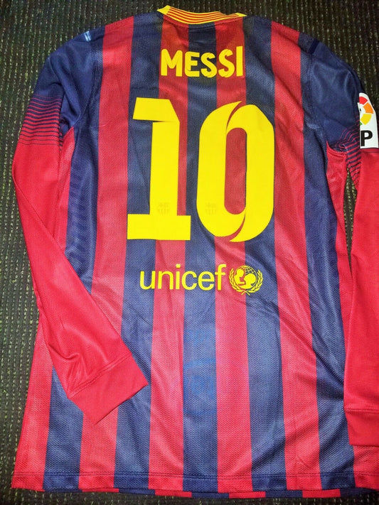 Messi Barcelona 2013 2014 MATCH ISSUED Jersey Shirt Camiseta Maglia L - foreversoccerjerseys