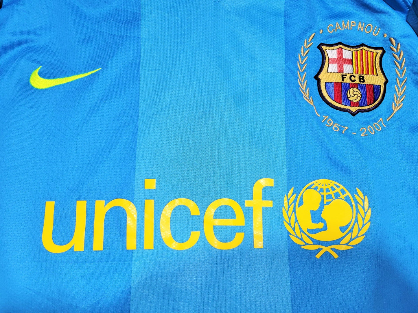 Messi Barcelona Anniversary 2007 2008 Blue Away Jersey Shirt Camiseta Maglia XL SKU# 237743-414 Nike