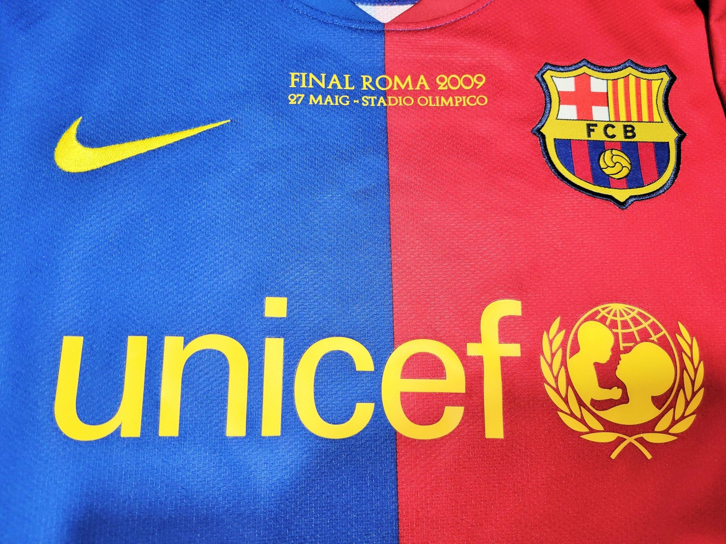 Messi Barcelona TREBLE SEASON 2008 2009 UEFA FINAL Home Soccer Jersey Shirt L SKU# 286784-655 Nike