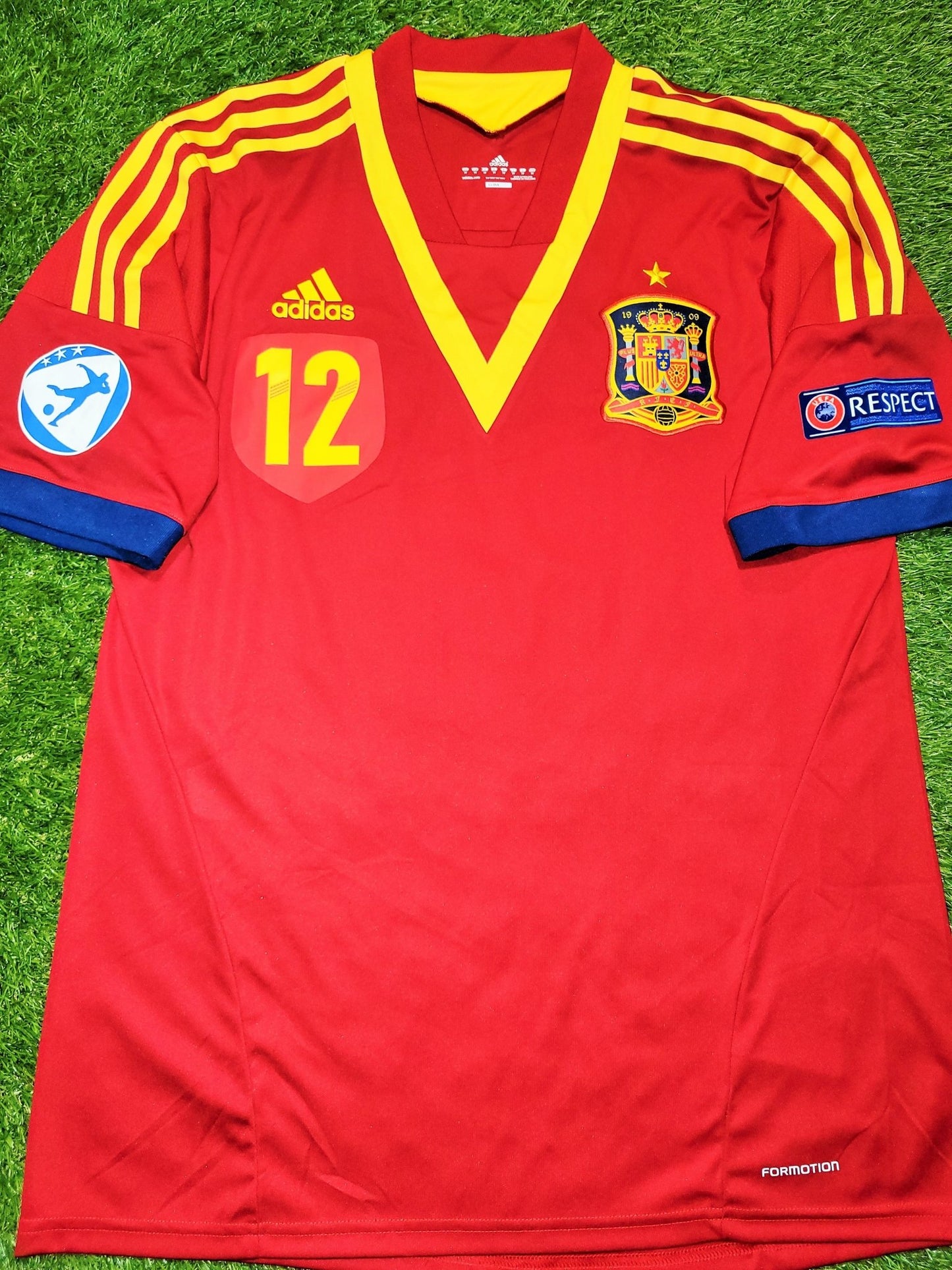 Morata Spain MATCH WORN 2013 U-21 EUROPEAN CHAMPIONSHIP Jersey Camiseta Espana Shirt L SKU# X53328 foreversoccerjerseys